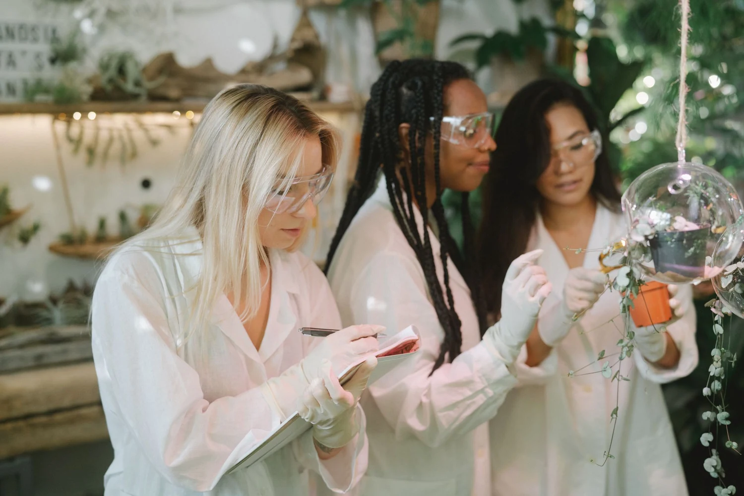 Researchers studying botanicals in the PlantBio Research laboratory
